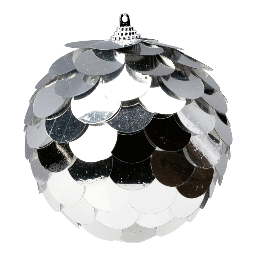 Kula med paljetter Ø 10cm av styrofoam/plast med hängare