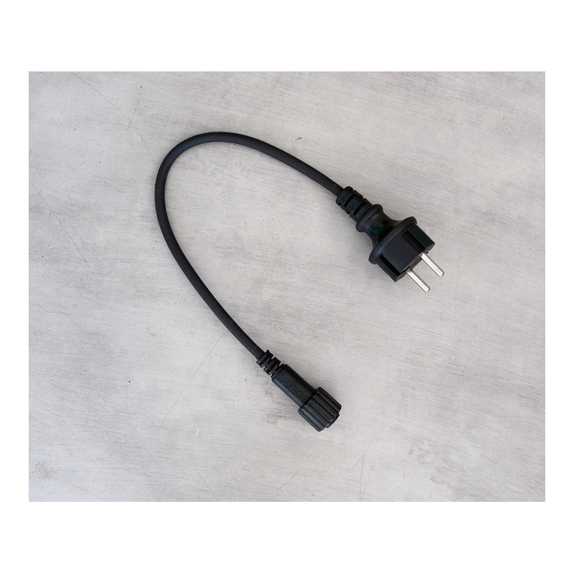 LED Euro-kontakt, 150cm gummi anslutningskabel IP44, för inomhus- och utomhusbruk