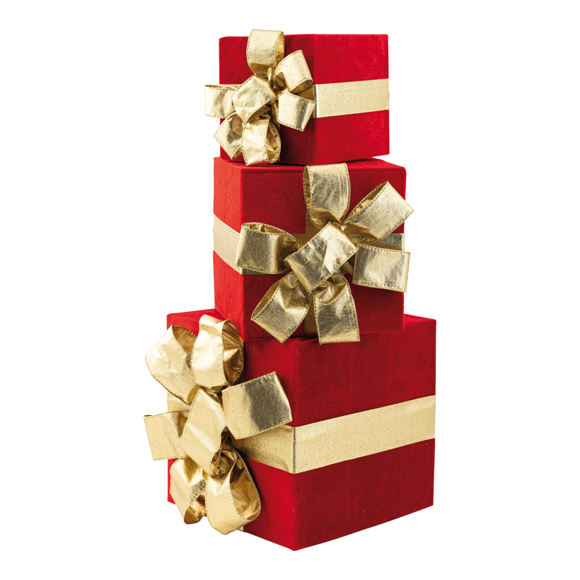 Presentförpackningar, 25x25x28cm, 20x20x26cm, 15,5x15,5x18cm set om 3 st av sammet, passa in i varandra
