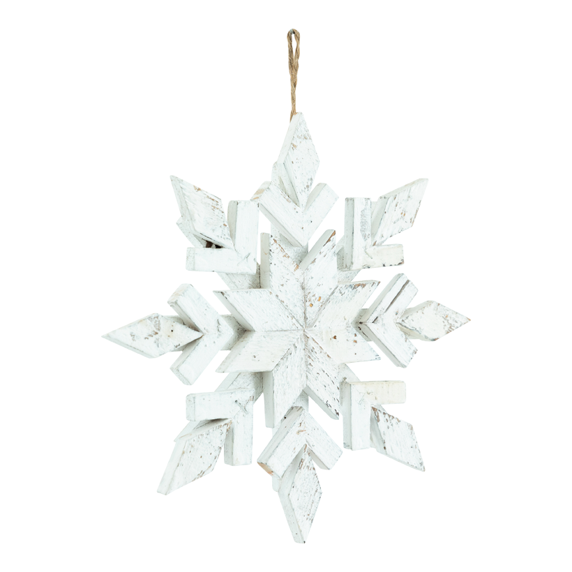 Snöflinga, Ø 25cm av trä med jutehängare
