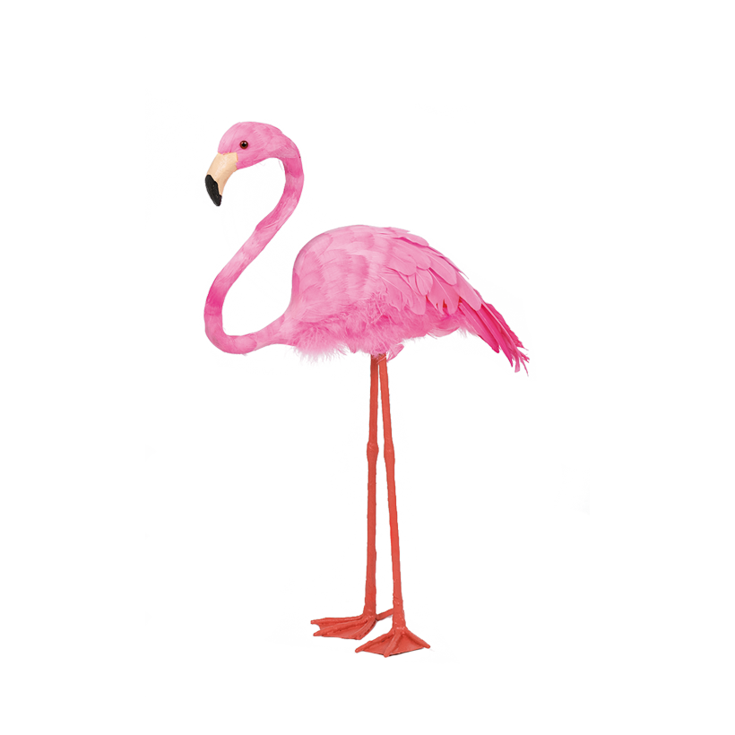 Flamingo 38x12,5x43cm huvudet upp med fjädrar