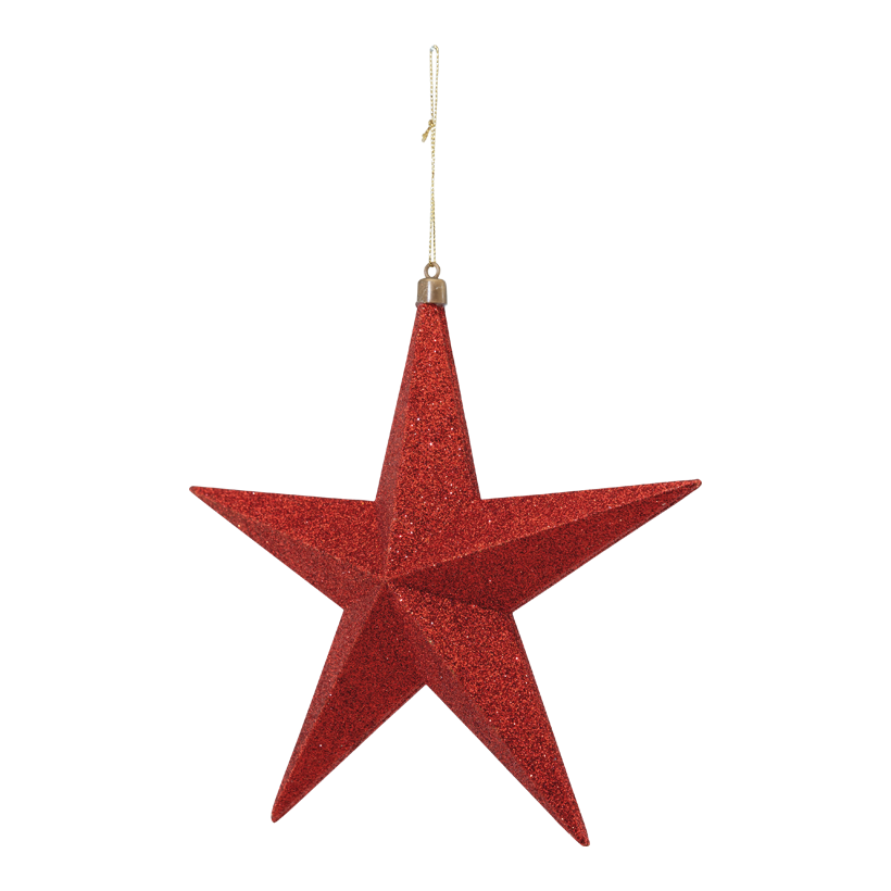 Stjärna, 20cm av plast med glitter, med hängare