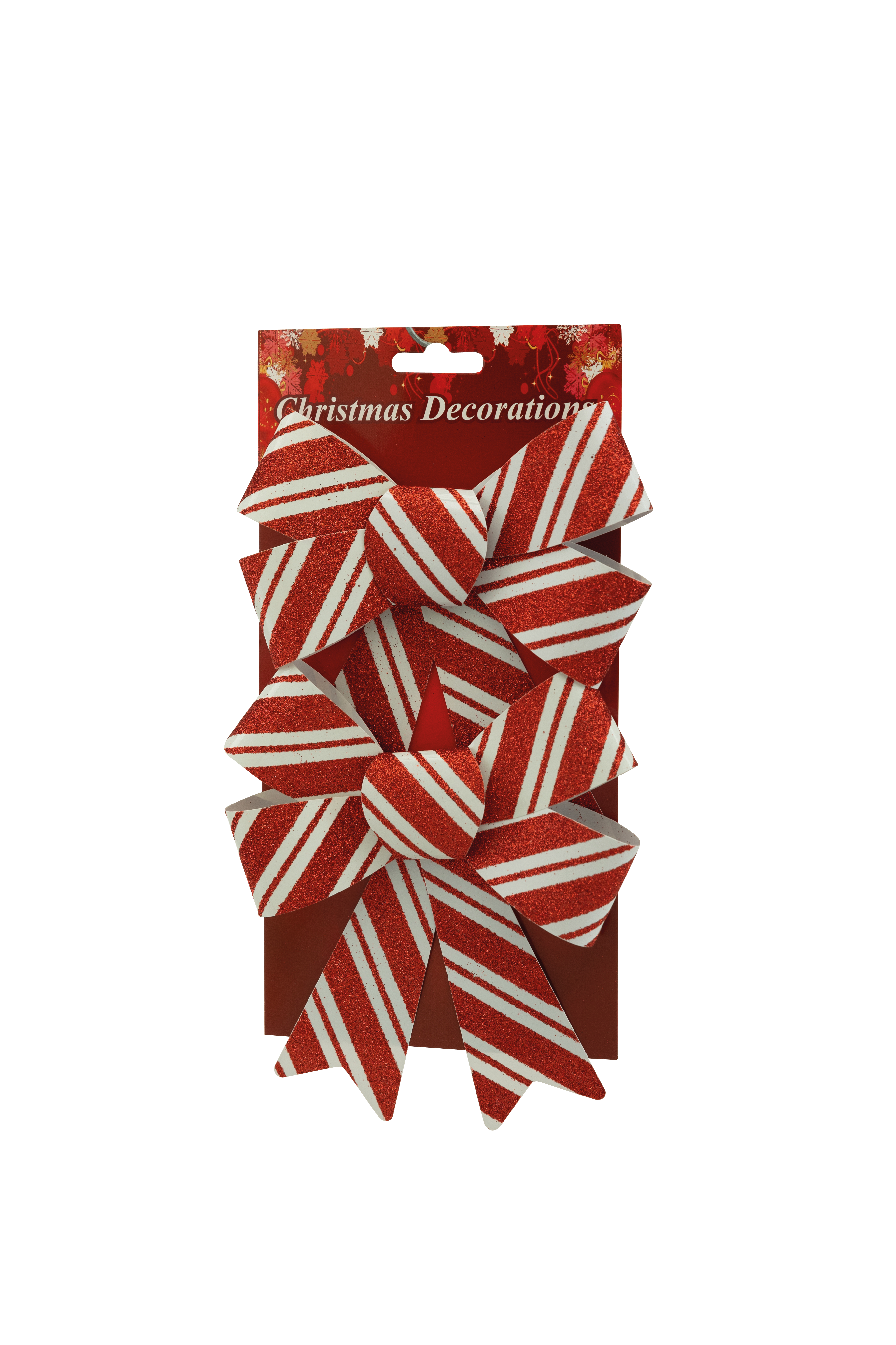 Rosett med glitter, 16x13x3cm tillverkad av plast 2x, på kartong