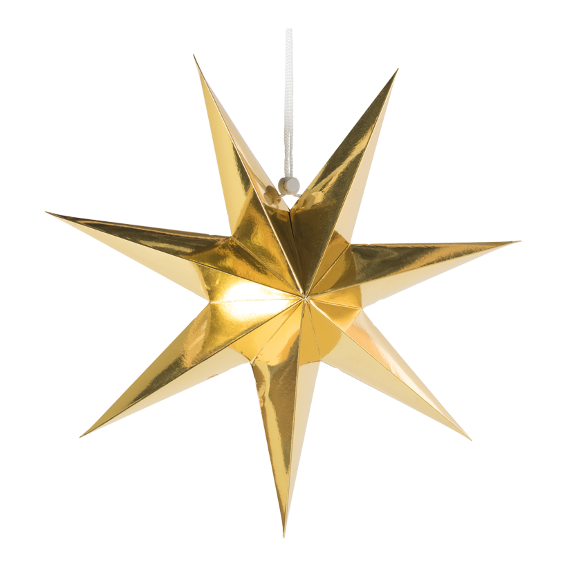 Stjärna, fällbar 7-uddig, Ø 40cm gjord av kartong med hängare