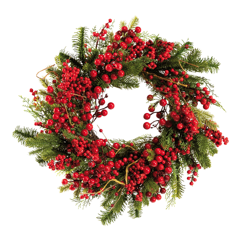 Höstkrans med bär Ø 50cm innen Ø 29cm av textil/konstsilke/trä enkelsidigt dekorerad