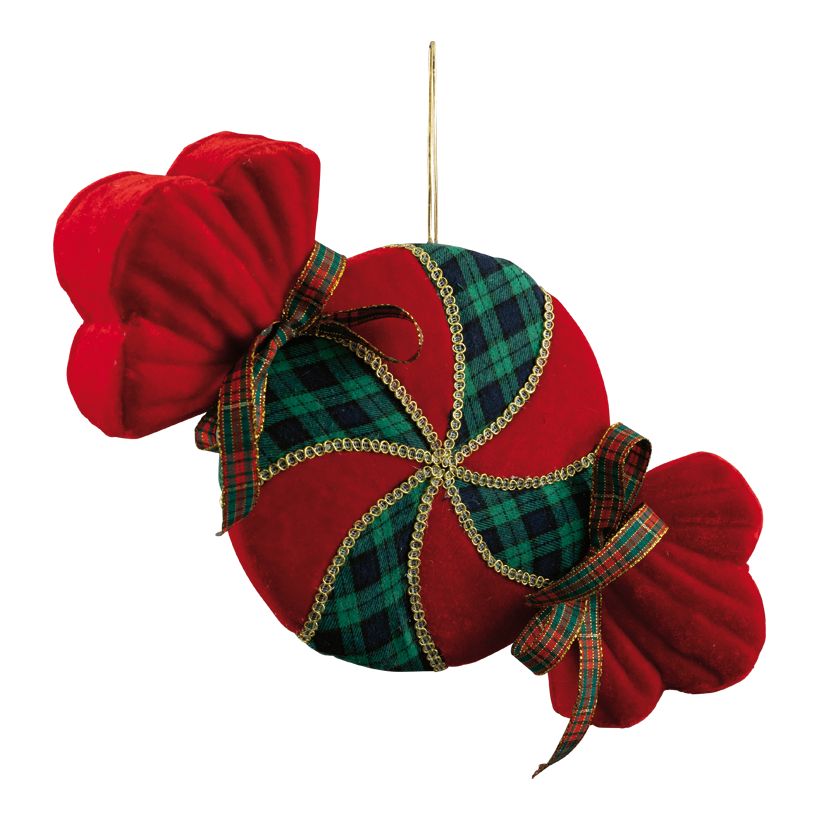 Godis, 35x18cm av frigolit/tyg med hängare