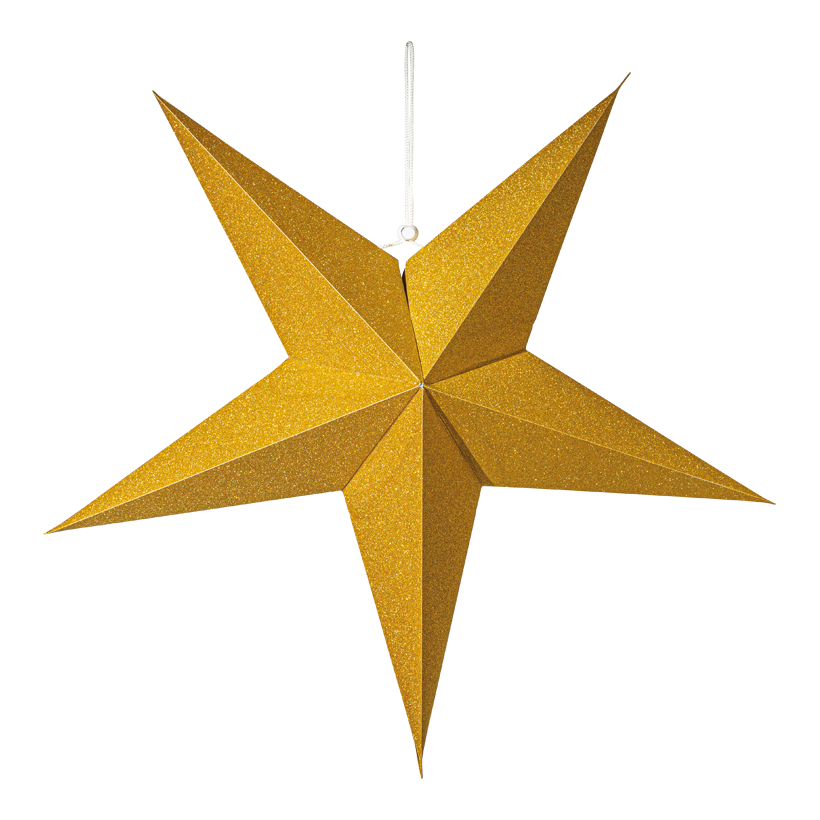 Stjärna, vikbar, Ø 60cm 5-uddig av papper, glittrade