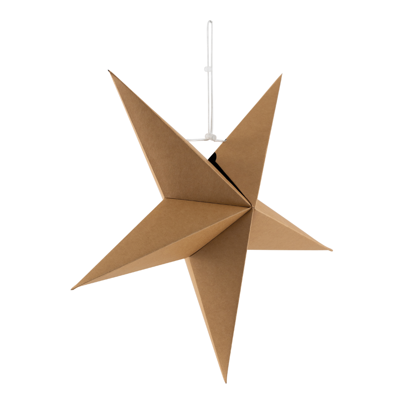 Stjärna, vikbar, Ø 40cm 5-uddig av kartong, med hängare