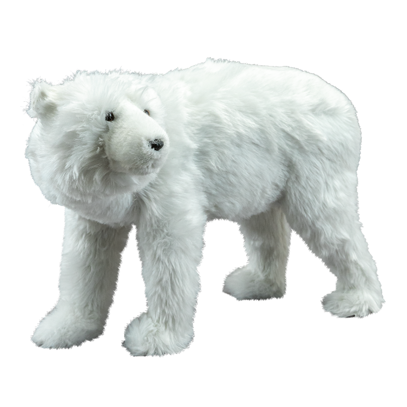 Isbjörn 50x30x35cm av plast/fuskpäls gående
