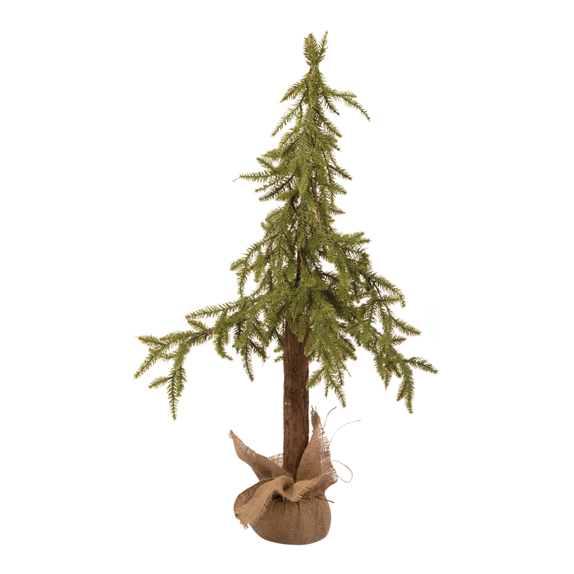 Gran med stam, 90cm 287 tips av plast, med jutepåse, spraygjutna spetsar