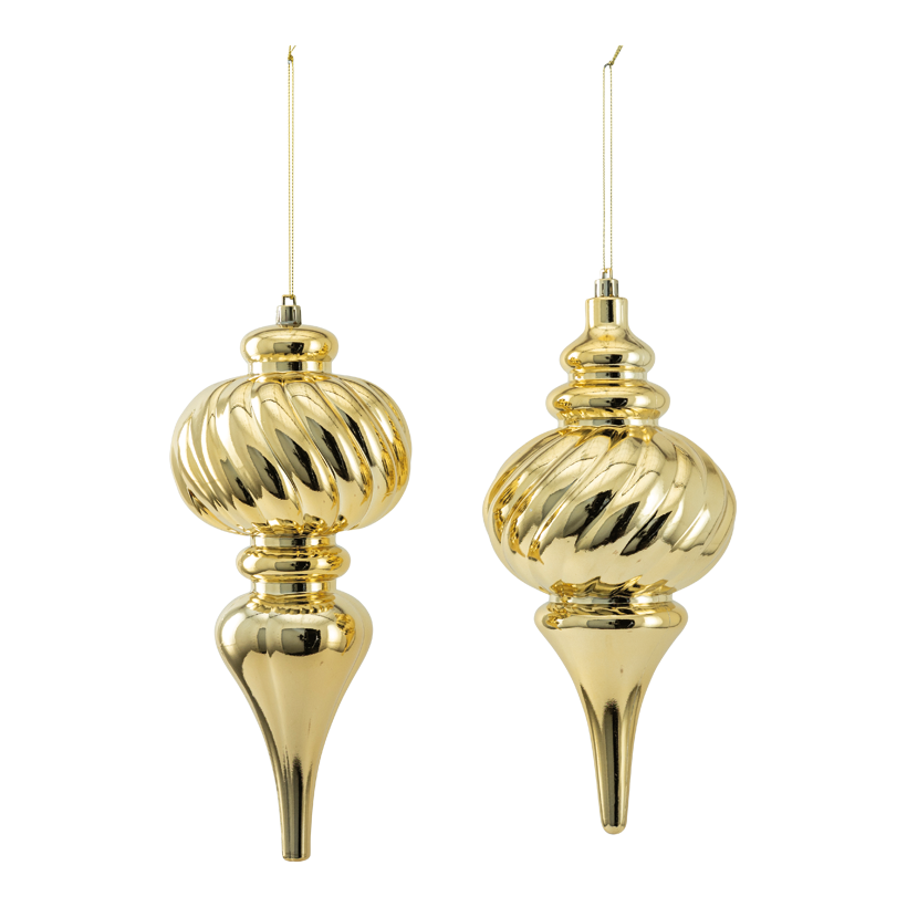 Julkulor, 25cm set om 2 st av plast, spiralformad, med hängare