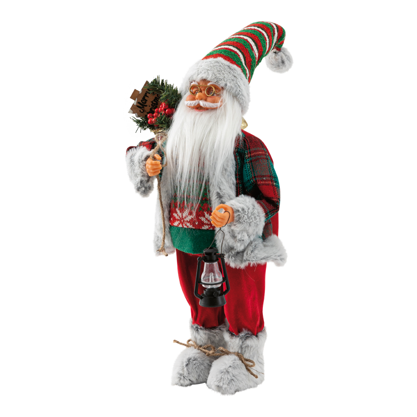 Jultomte, 64x25x17cm av plast/tyg stående