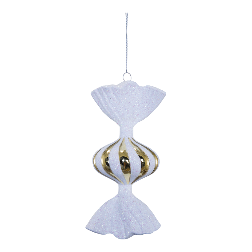 Candy, 15,5cm out of plastic, glitter, with hanger