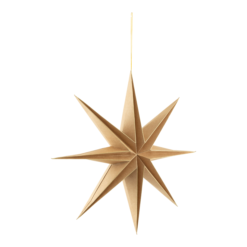 Foldable star, Ø 40cm 8-pointed, out of paper, with magnetic clasp, with gold edges