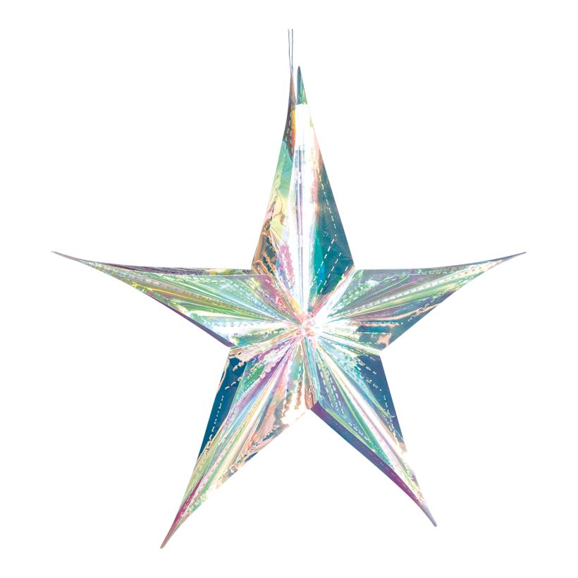 Stjärna, fällbar, Ø 40cm 5-uddig, med hängare, holografisk