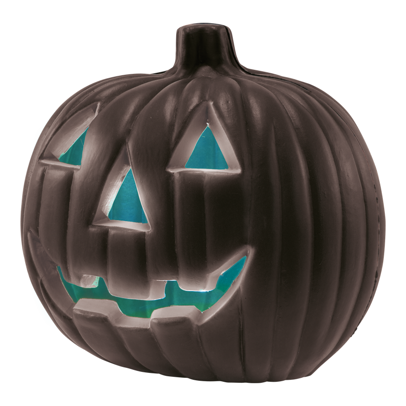 Pumpa med ansikte, 20x20cm, av plast med RGB-ljus, 3x LR44-batterier krävs