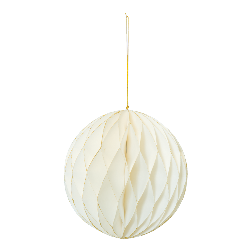 Honeycomb boll, 20cm vikbar med hängare, av papper, med gyllene kanter, med ma
