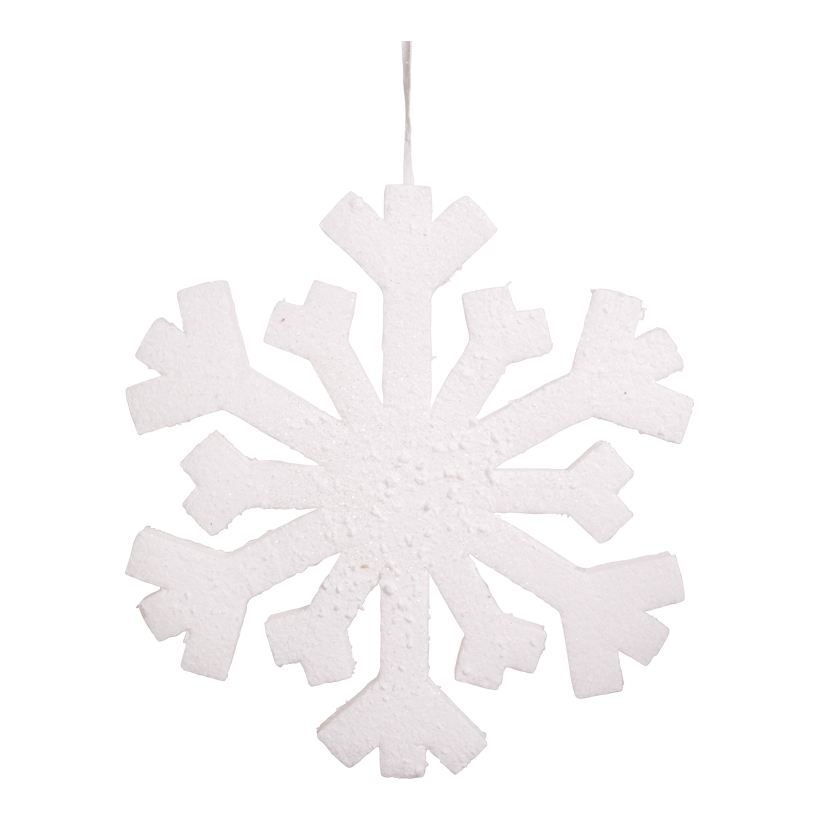 Snöflinga, 30cm, med hängare skum, snöat
