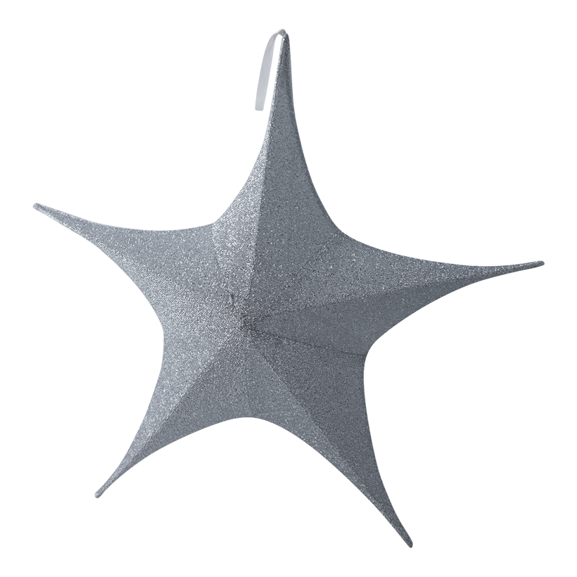 Textile star, 5-pointed, Ø 80cm glittering, foldable, with zipper and hanger