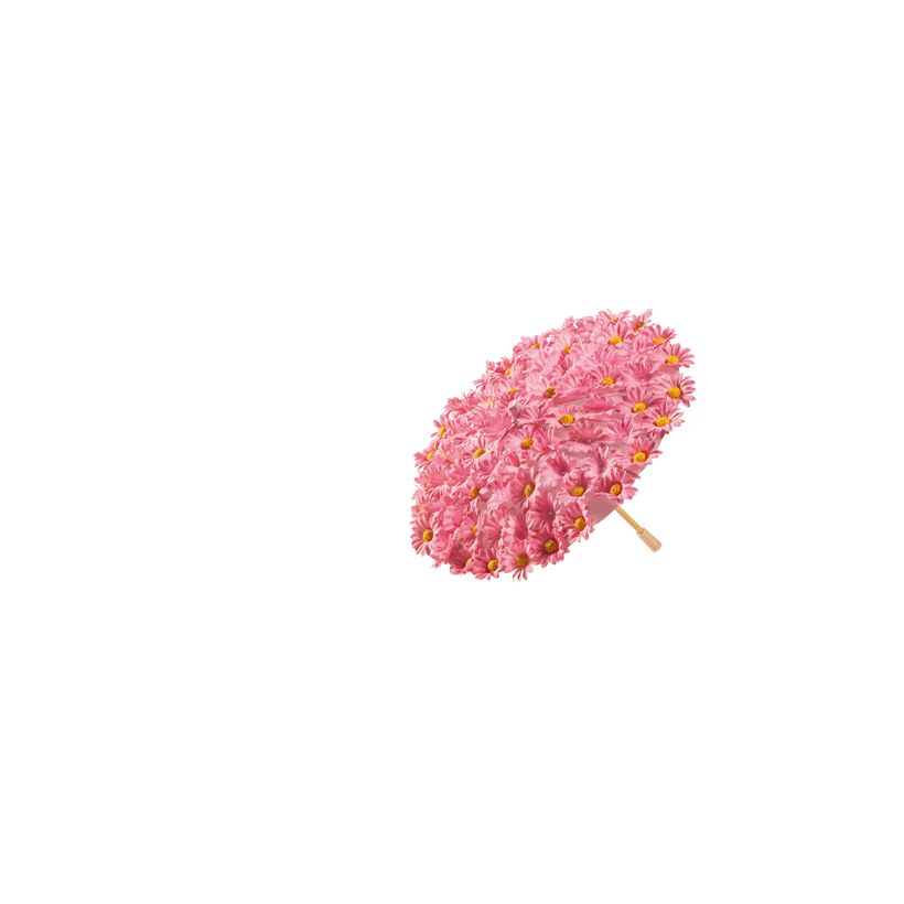 Paraply med tusensköna blommor, Ø 30cm av bambu/papper/konstsilke