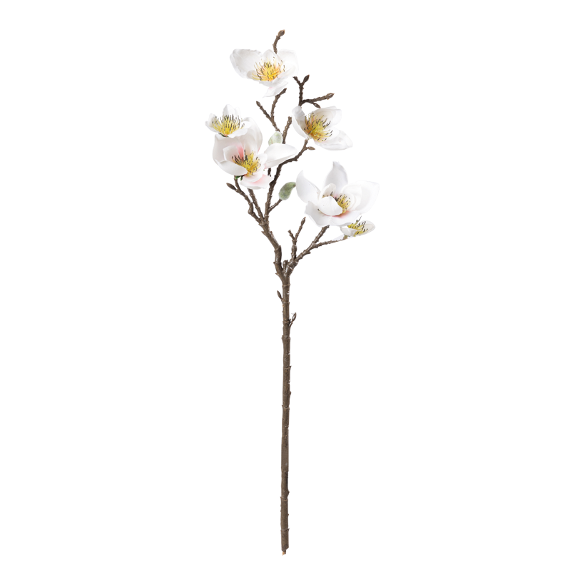 Magnolia kvist 49cm Stiel: 26cm med 5 blommor & 2 knoppar av konstsilke/plast, flexibel