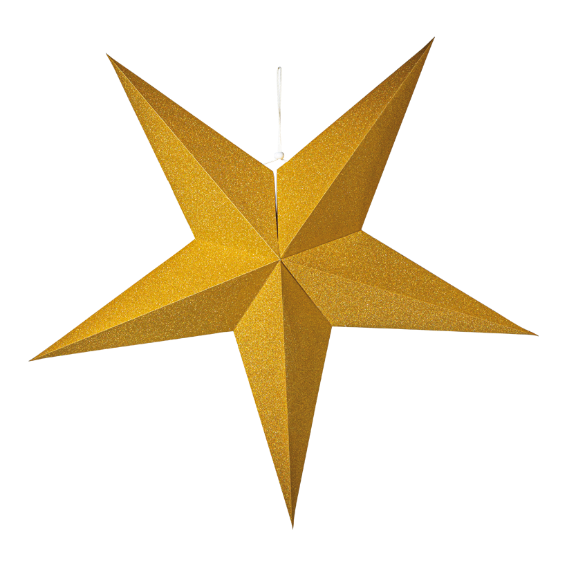 Folding star, Ø 90cm 5-pointed, out of paper, glittered