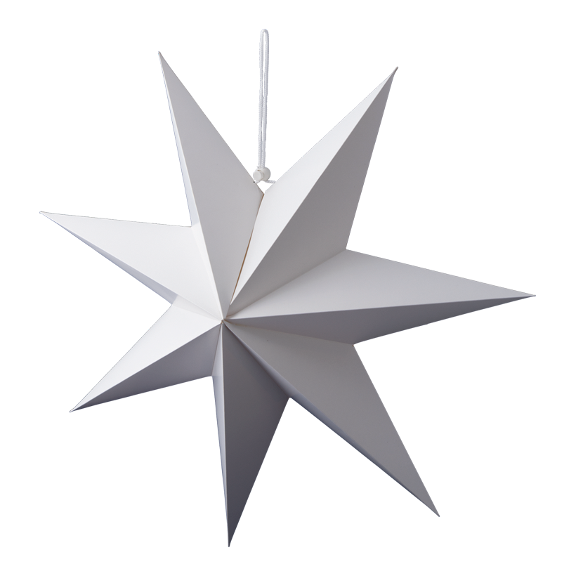 Stjärna, fällbar 7-uddig, Ø 60cm gjord av kartong med hängare