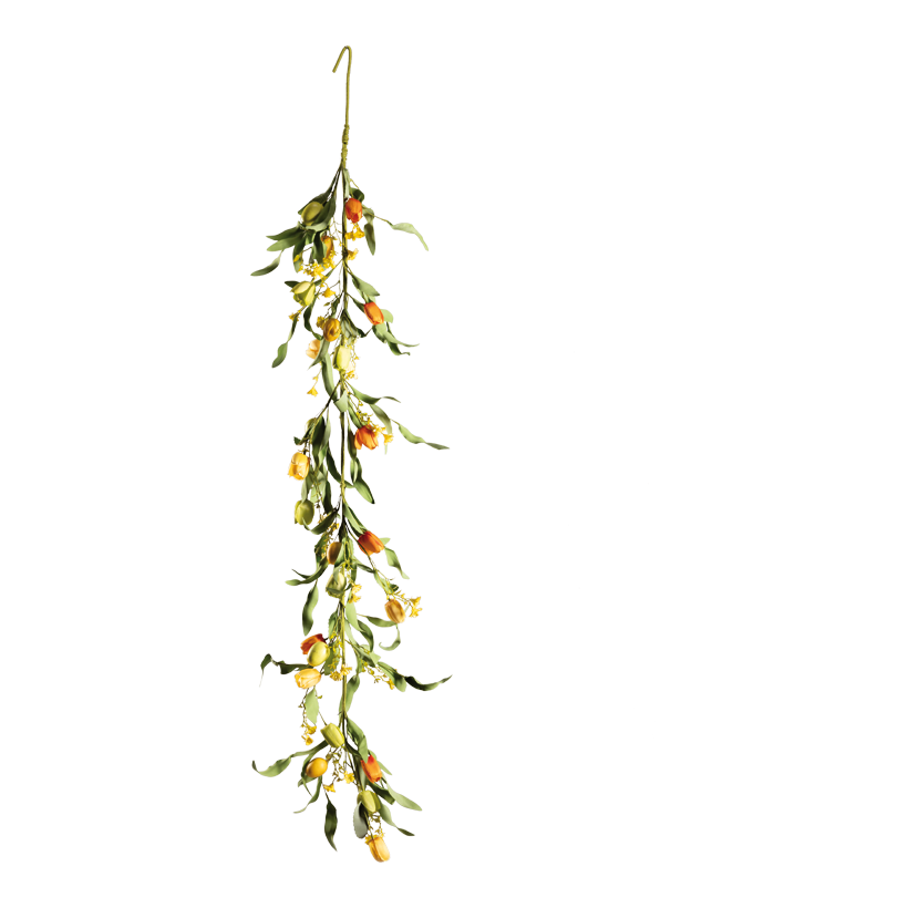 Tulip garland, 150cm out of plastic/artificial silk, decorated with Easter eggs
