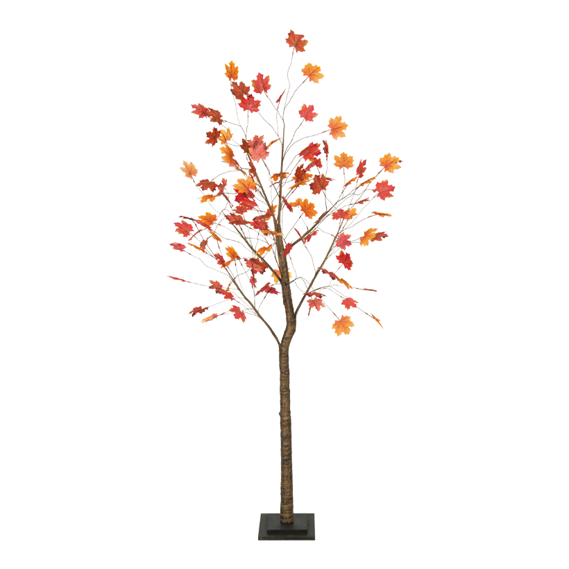 Lönnträd, 200cm trästam löv gjorda av konstsilke, träbotten: 24x24x4cm