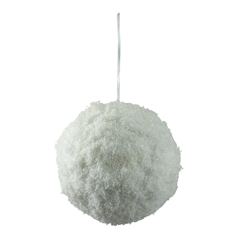 Snöboll Ø 22cm av styrofoam/plast glitter, med hängare