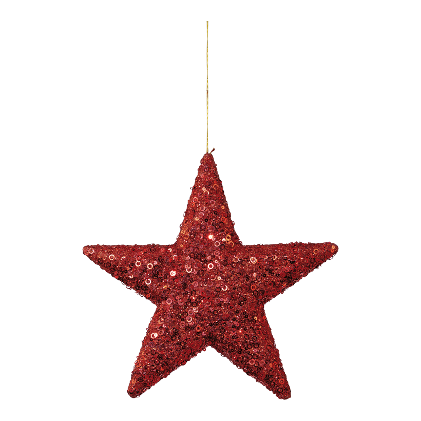 Stjärna med glitter Ø 30cm av plast platt, med hängare, glitter
