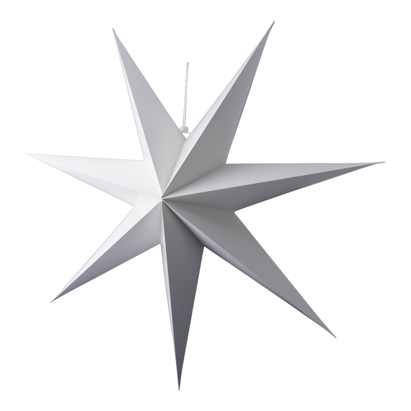 Stjärna, fällbar 7-uddig, Ø 90cm gjord av kartong med hängare