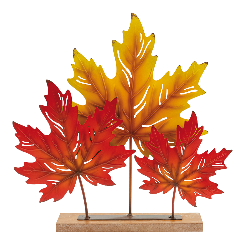 Lönnlöv på stativ 38x38x6,5cm, Standfuß: 25,5x6x1,5cm 1. 27cm, 2. 22cm, 3. 17cm av metall/MDF