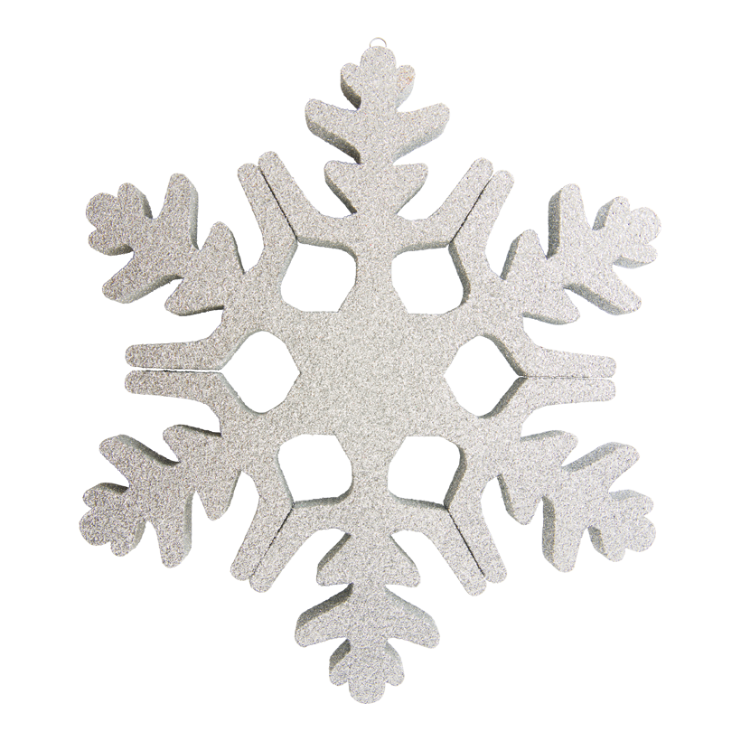 Snöflinga, 40cm av frigolit glittrig, med upphängningskrok