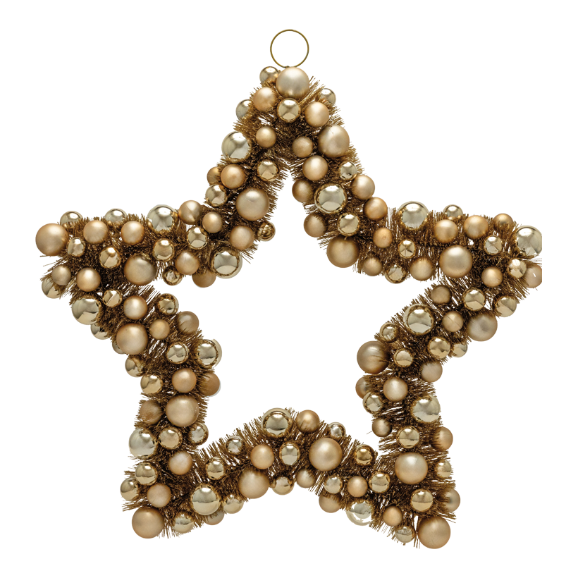 Stjärna med kulor 60cm av plast glitter, ensidigt dekorerad