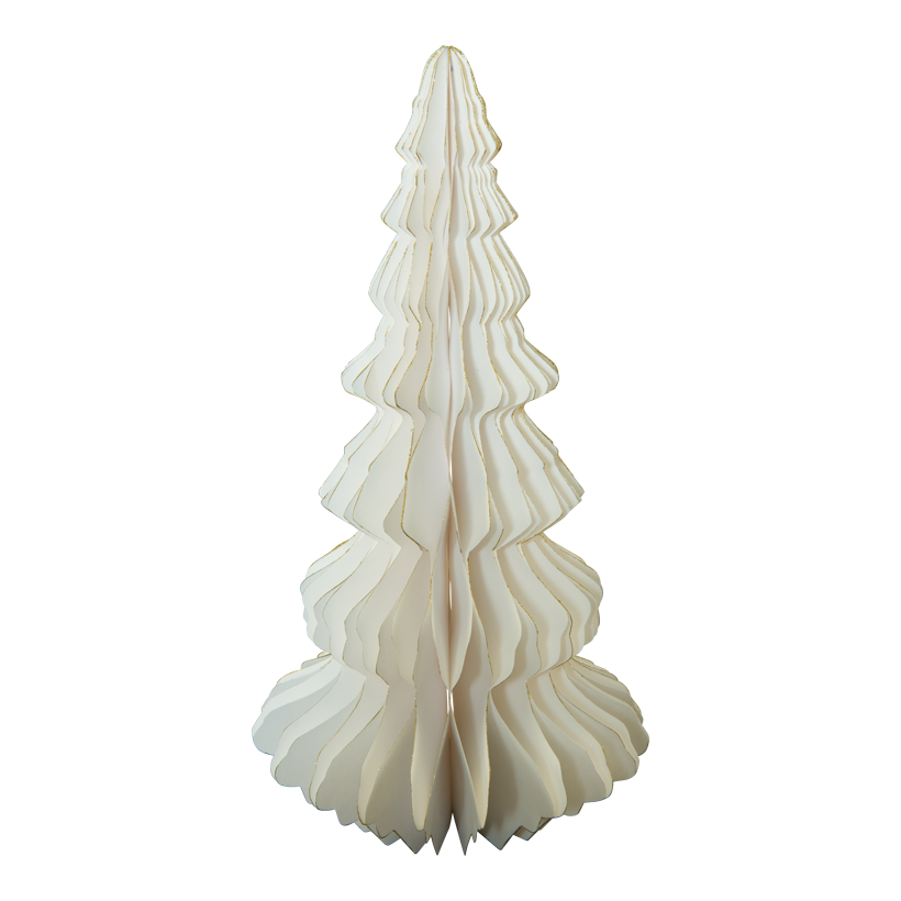 Julgran, 40cm självstående vikbar, av papper, med gyllene kanter, med magnetl