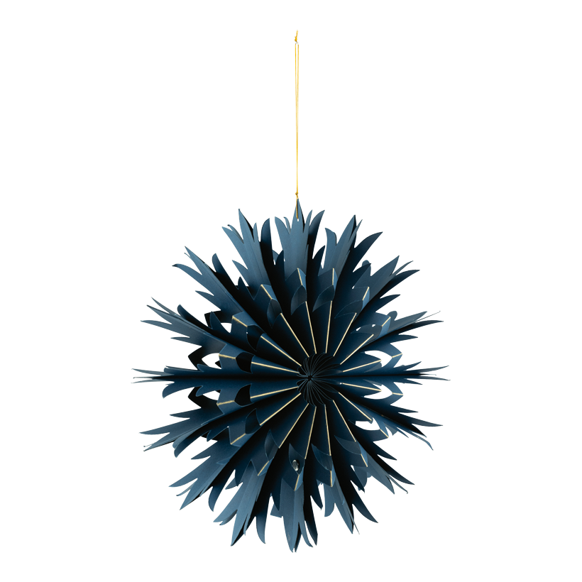 Snöflinga, Ø 30cm av papper vikbar, med guldkanter, med hängare