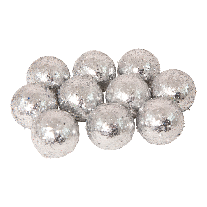 Balls with glitter, Ø 3cm, 24pcs./blister, styrofoam