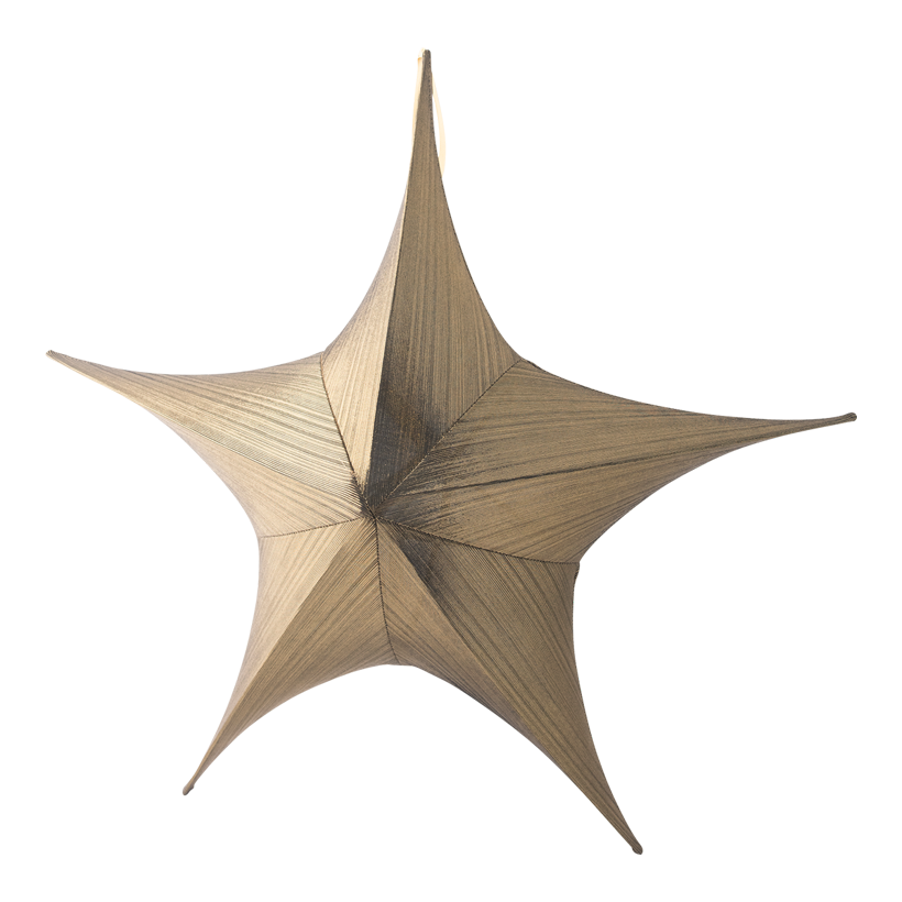 Textilstjärna, 5-uddig, Ø 110cm metalliskt glittrande hopfällbar, med dragkedja och hängare