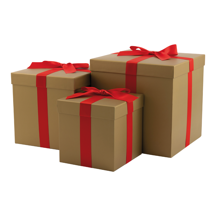 Presentförpackningar, 30x30x30cm,25x25x25cm 20x20x20cm 5 st/set , med satinrosett, kapslad
