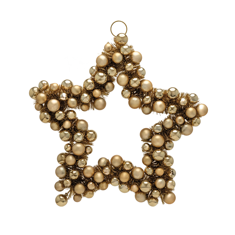 Stjärna med kulor 40cm av plast glitter, ensidigt dekorerad