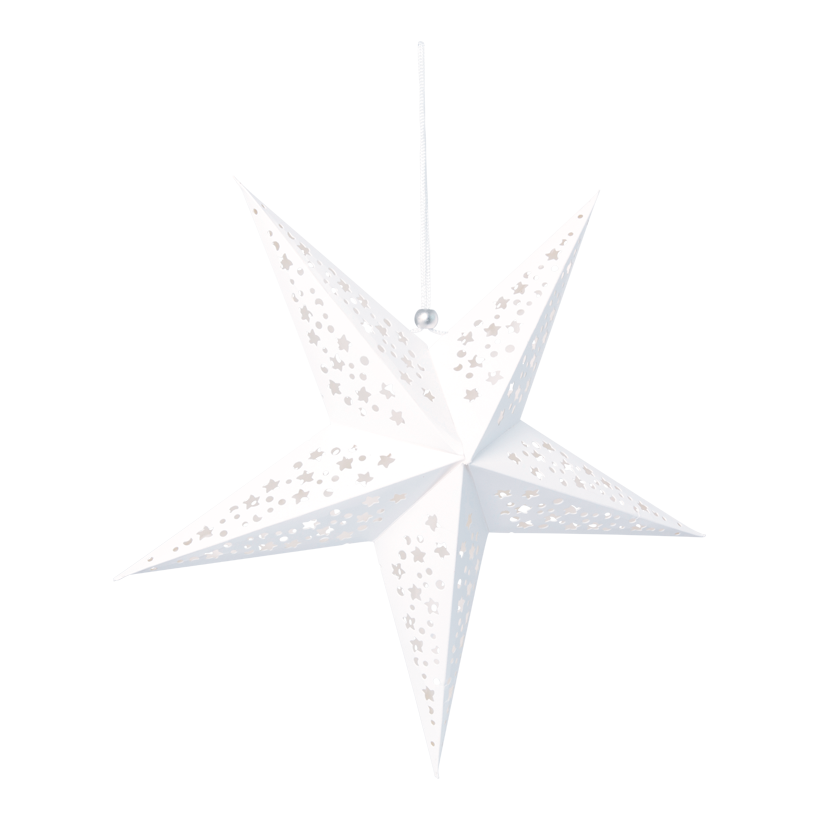 Folding star Ø 60cm, 5-pointed, with hole pattern, paper