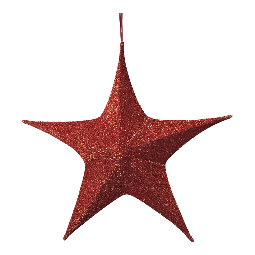 Textilstjärna, 5-uddig, Ø 110cm glittrande hopfällbar, med dragkedja och hängare