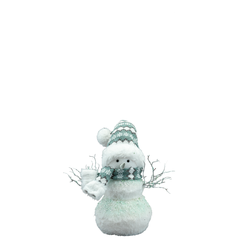 Snögubbe 35x30x15cm av styrofoam/textil flexibel