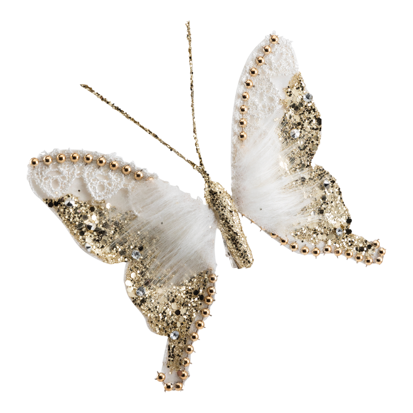 Julgransdekoration "fjäril", 14x5cm av plast/sammet med klämma