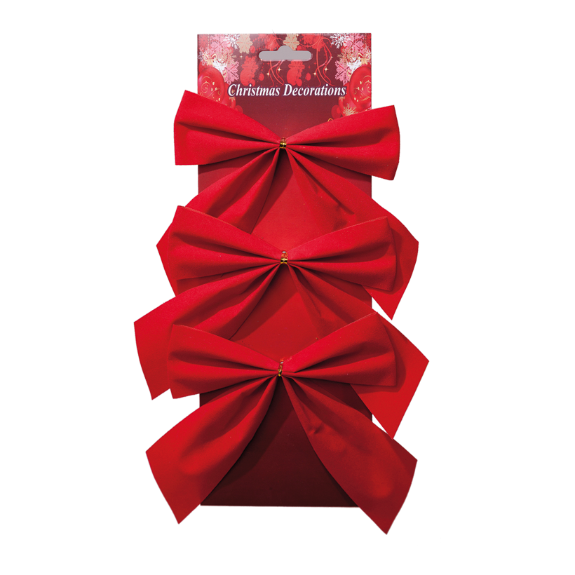 Sammetsrosetter, 13,5x15,5cm med 2 öglor 3x, på kartong