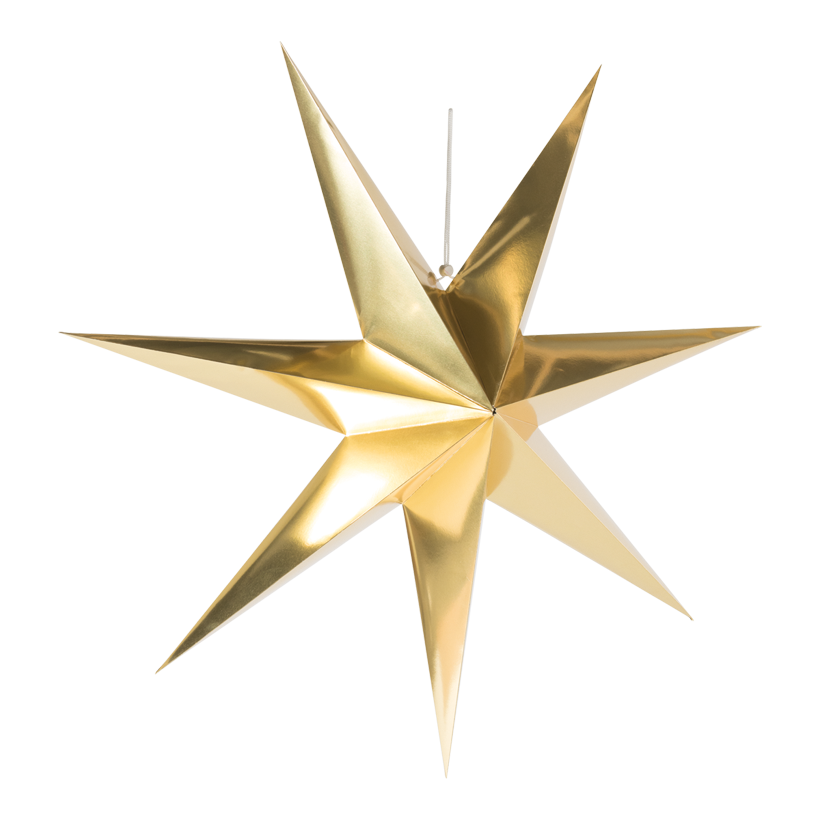 Stjärna, fällbar 7-uddig, Ø 90cm gjord av kartong med hängare