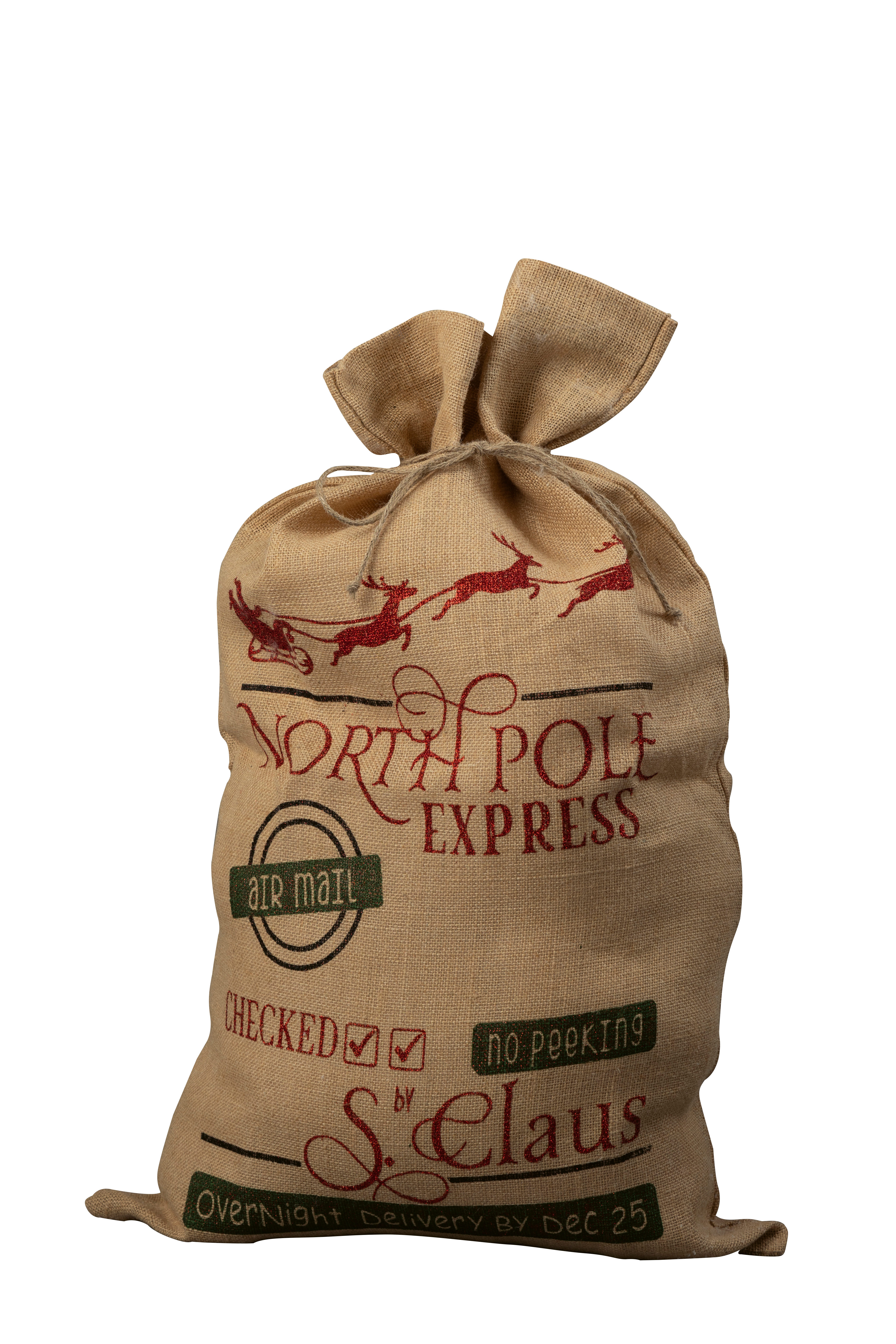Jute presentpåse "North Pole Express", 80x50cm