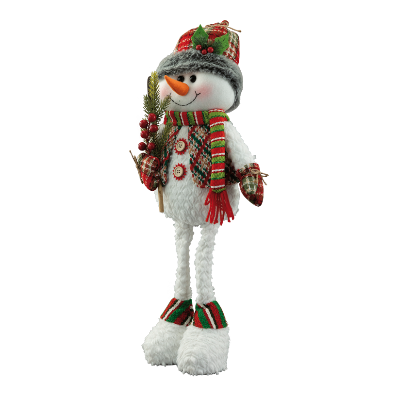 Snögubbe med spade, 61x24x16cm av plast/tyg stående