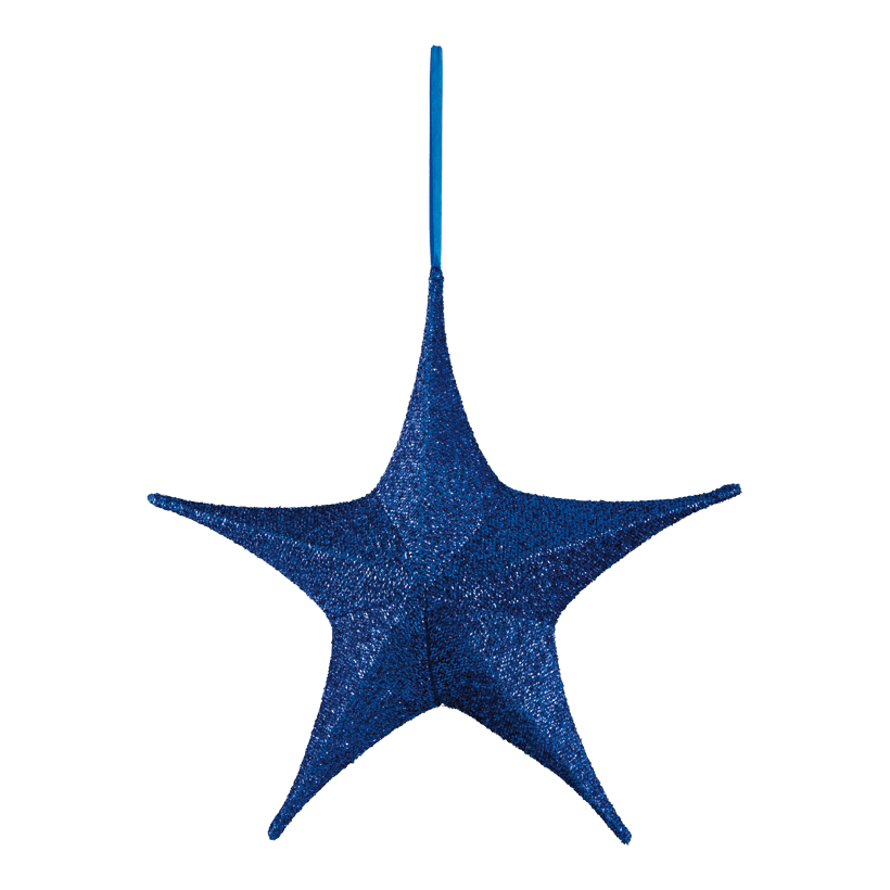 Textil stjärna, Ø 40cm 5-uddig , glittrig, hopfällbar, med dragkedja